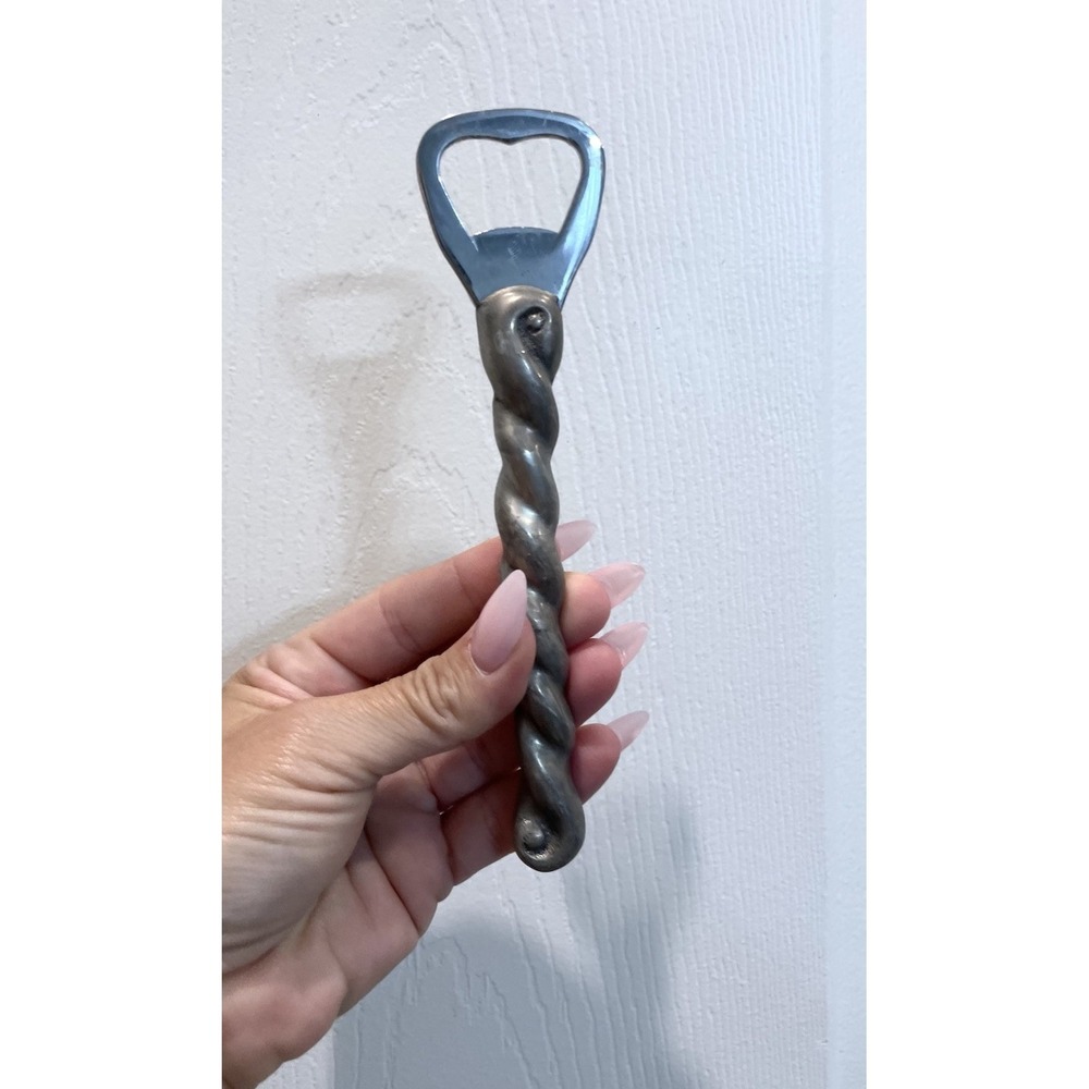 Vintage Twist Railroad Bottle Opener Silver Color‎ Metalware Collectible MCM